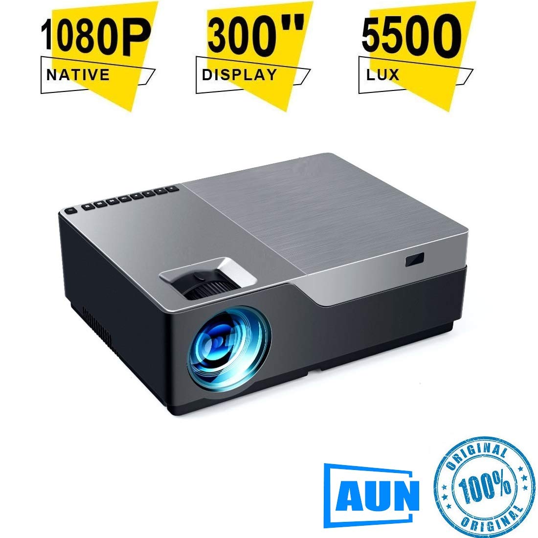 AUN BRIGHT LIFE! 1080P 5500 Lumens Home Theater LED 200inch Display Basic Version Full HD Projector - Elcor screen Manufacturer In India